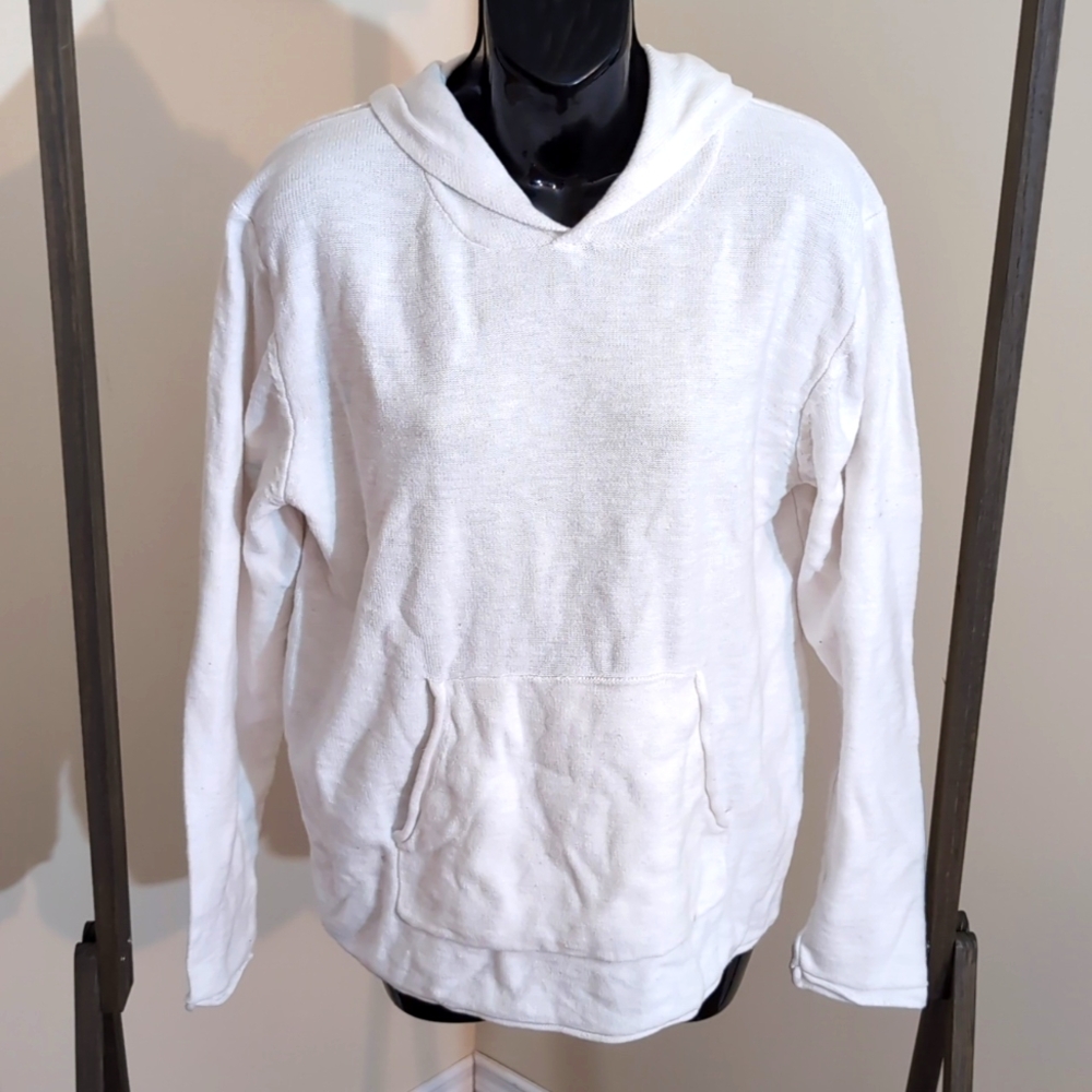 Weatherproof| Vintage White Cotton Rayon Blend Hoodie With Front Pouch